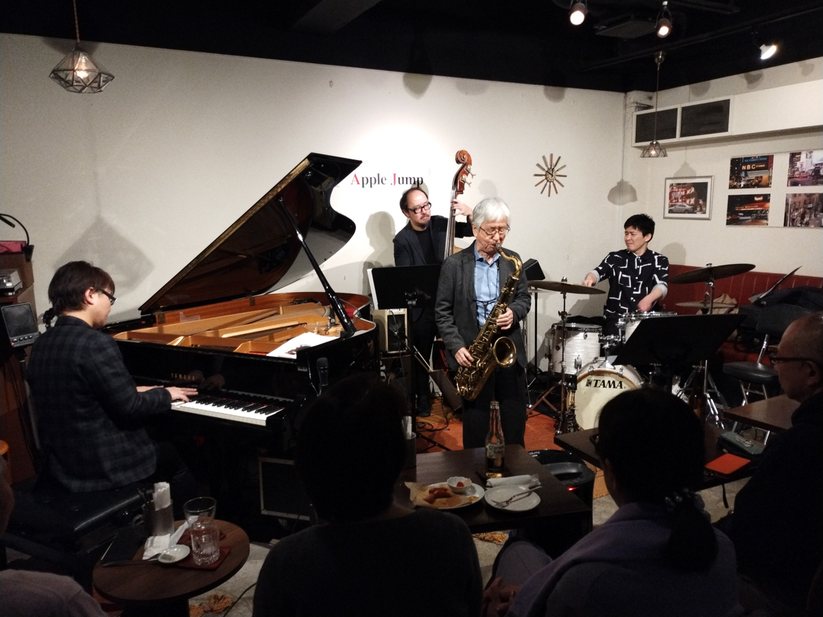 Figure 19: Hori Hideaki (piano) Quartet with Yuhei Honkawa (bass), Gaku Hasegawa (drums), and Mabumi Yamaguchi (sax) at Apple Jump in March 2024