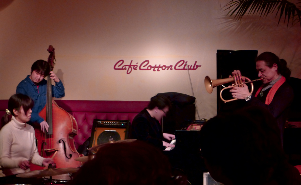 Figure 21: All-night jazz jam session at Cafe Cotton Club with Toku (Jazz Samurai) on flugelhorn (March 2012)