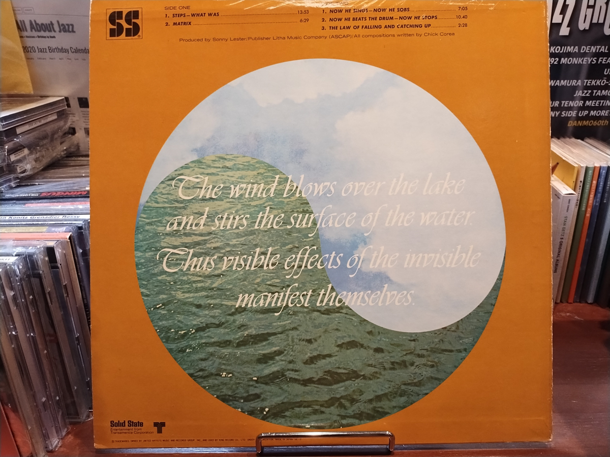 Figure 10: Tracklisting and back cover art on the LP version of Chick Corea&rsquo;s Now He Sings, Now He Sobs