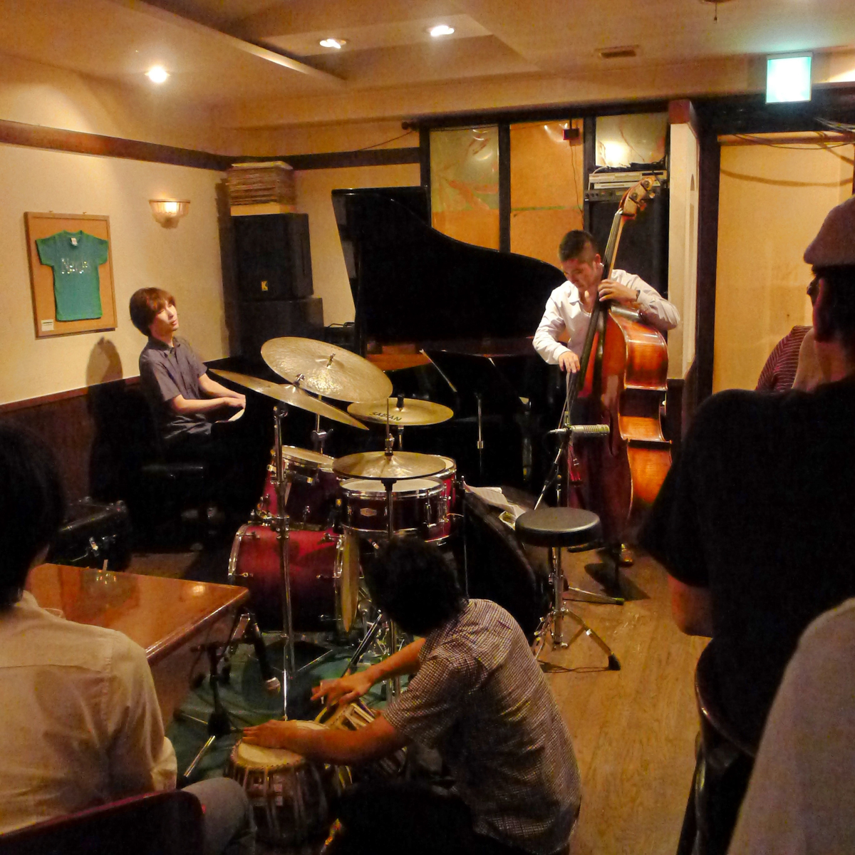 Figure 14: Trio Bungalow with Koichi Sato on piano, Hiroshi Ikejiri on bass, and Ko Omura on drums and tabla at Nardis in 2015