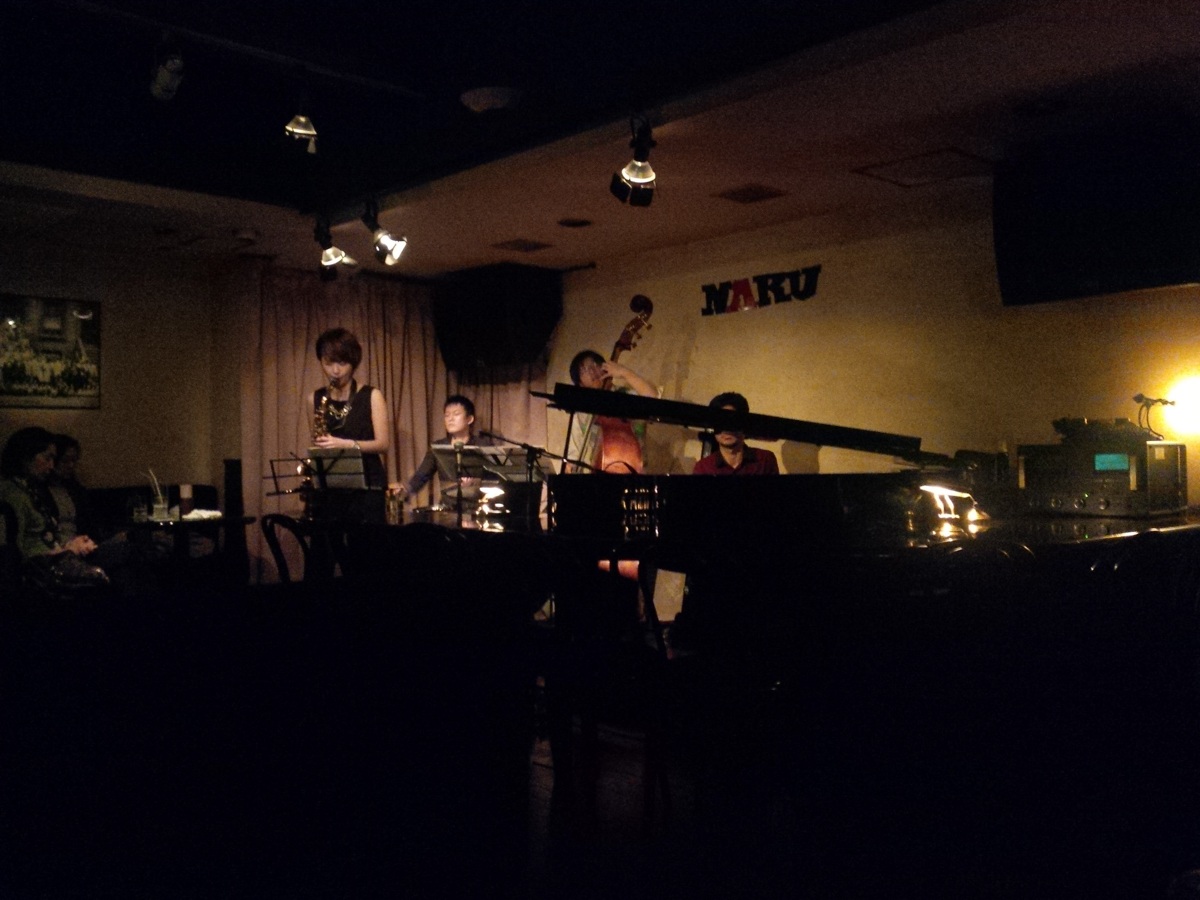 Figure 5: Ayumi Koketsu (sax) Quartet with George Nakajima (piano, Ryu Kawamura (bass), and Yoshifumi Nihonmatsu (drums) at Naru in April 2014