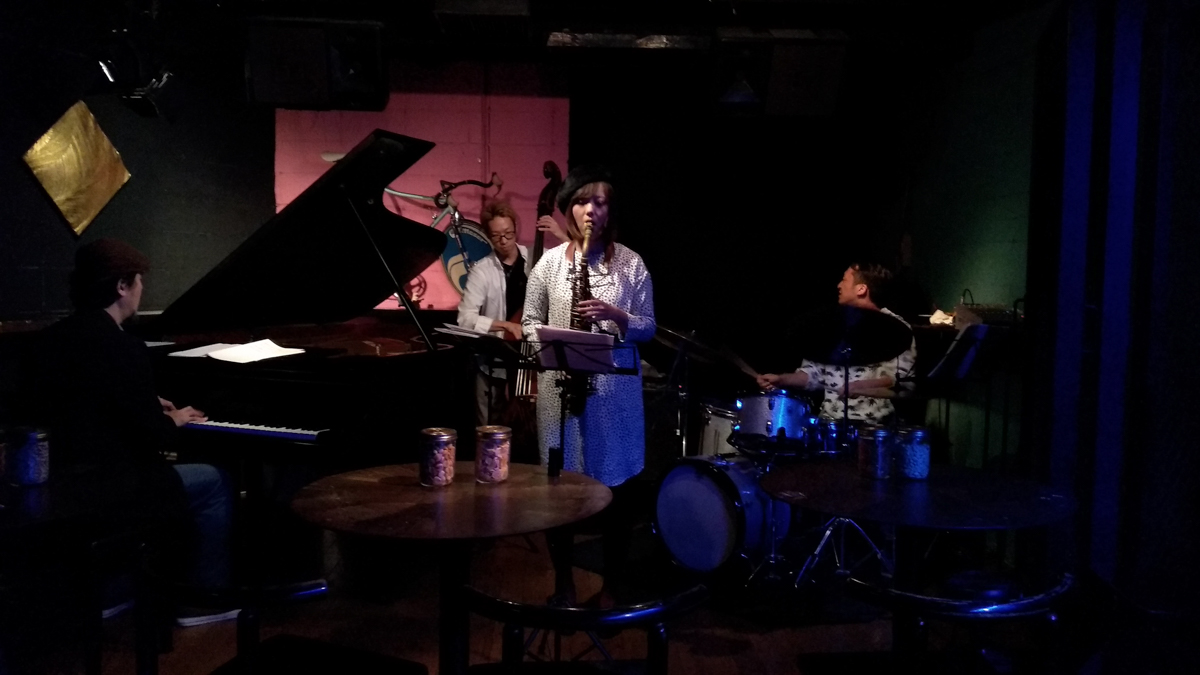 Figure 87: Hiro Kimura (drums) Quartet with Akiha Nakajima (sax), Mamoru Ishida (piano), and Keisuke Furuki (bass) at Salt Peanuts in November 2018