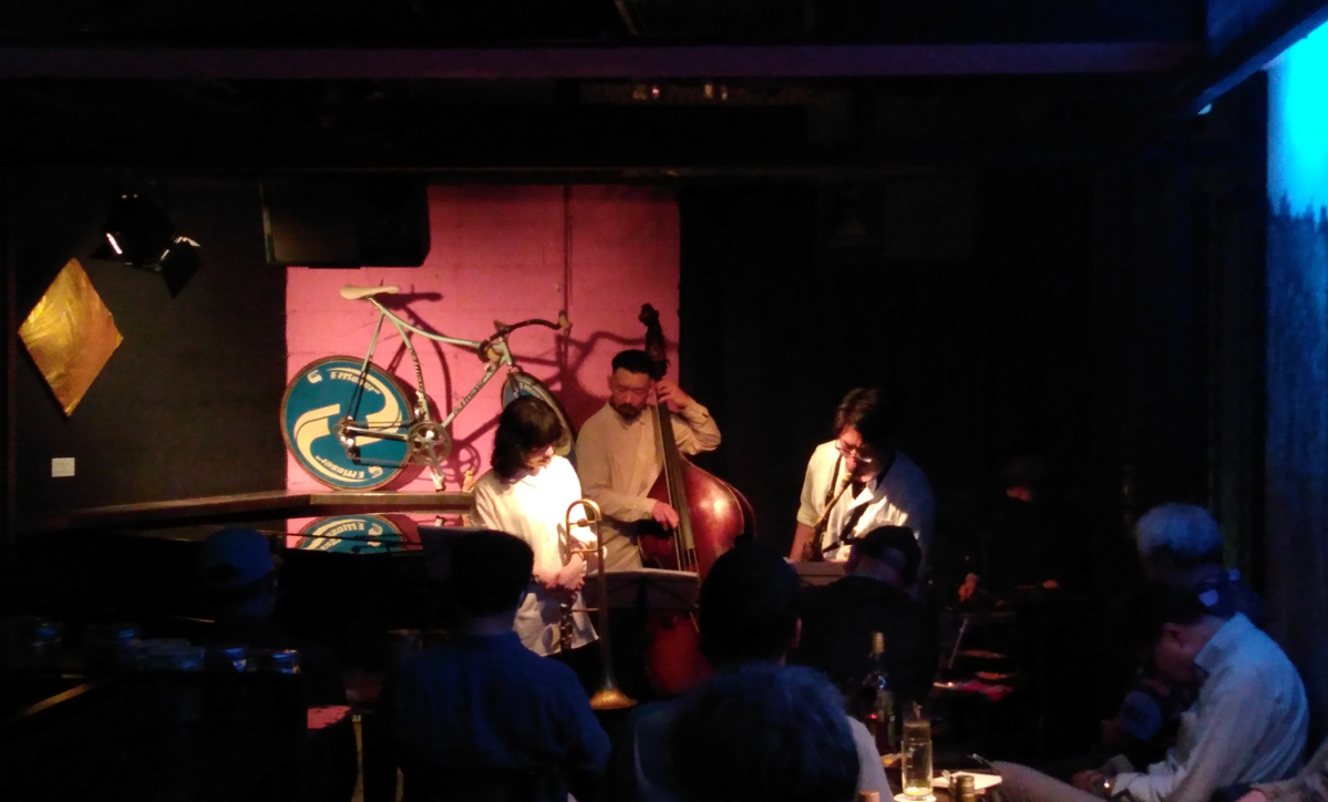 Figure 100: Nanami Haruta (trombone) Quartet with Takumi Awaya (bass), Yasuki Sogabe (sax), and Yusuke Yaginuma (drums) at Salt Peanuts in May 2023