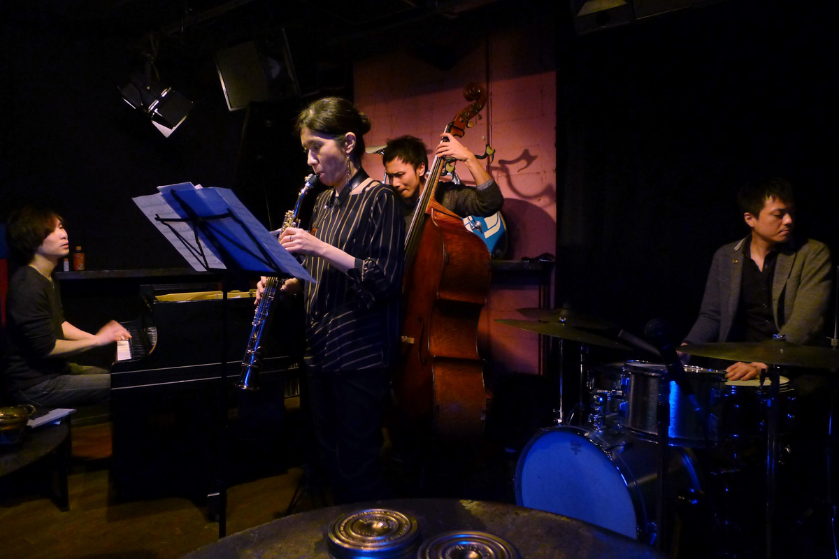 Figure 46: Hiromi Miura (sax) Quartet with Koichi Sato (piano), Ryoichi Zakota (bass), and Yoshifumi Nihonmatsu (drums) at Salt Peanuts in March 2014