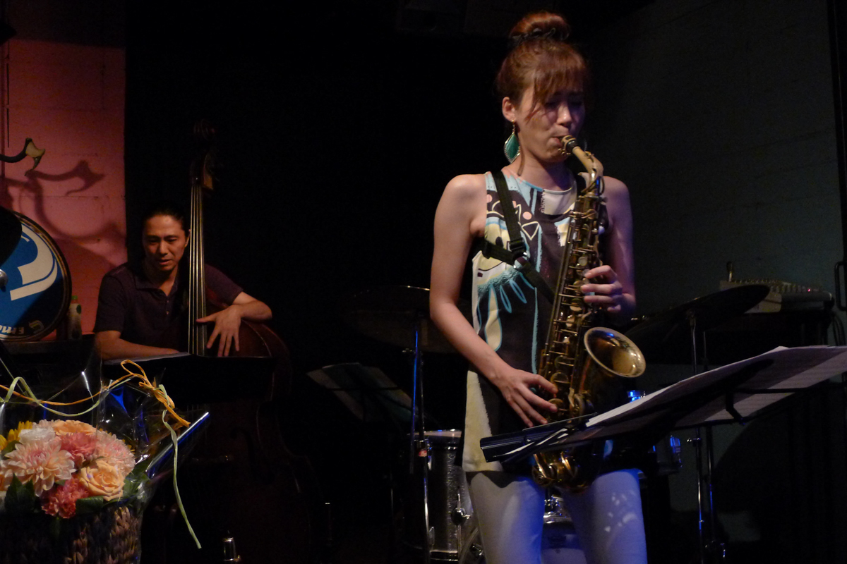 Figure 53: Tomokazu Sugimoto (bass) and Nami Kano (sax) at Salt Peanuts in August 2014
