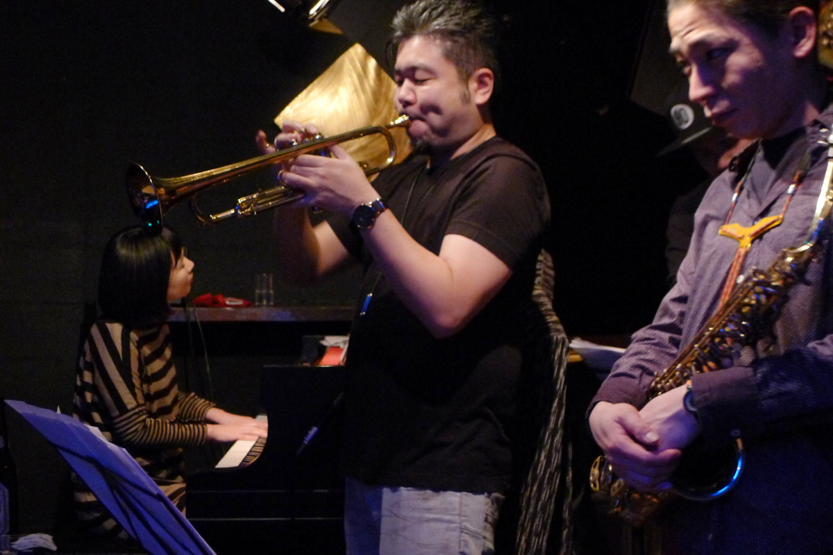 Figure 63: Mayuko Katakura (piano), Keisuke Nakamura (trumpet), and Koki Matsui (sax) at Salt Peanuts on New Years Eve 2016