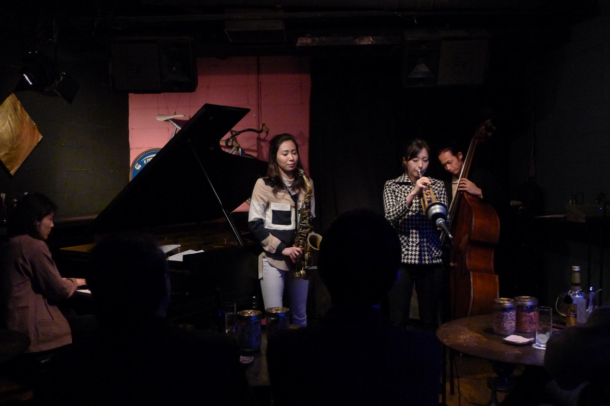 Figure 75: Nami Kano (sax) and Chihiro Murata (trumpet) Quartet with Yuichi Narita (piano) and Takashi Sugawa (bass) at Salt Peanuts in February 2017
