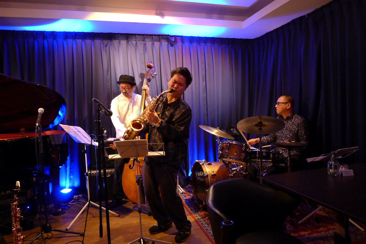 Figure 7: Wayne Shorter/John Coltrane Songbook Quartet with Takumi Nakayama (sax), Eriko Shimizu (piano), Yutaka Yoshida (bass), and Koichi Inoue (drums) at Velera (March 2025)